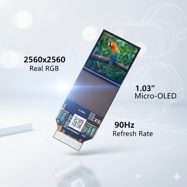 1.03" Micro-OLED 2560*2560 Resolution 90Hz 1000 Nits Display with Driver Solution for VR/XR Headsets High-Res Smart Glasses