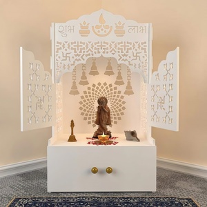 Wooden Home Temple with Door MDF Pooja <strong>Mandir</strong> with Drawer for Home, Office DIY Floor Standing <strong>Mandir</strong> - Product Image 4