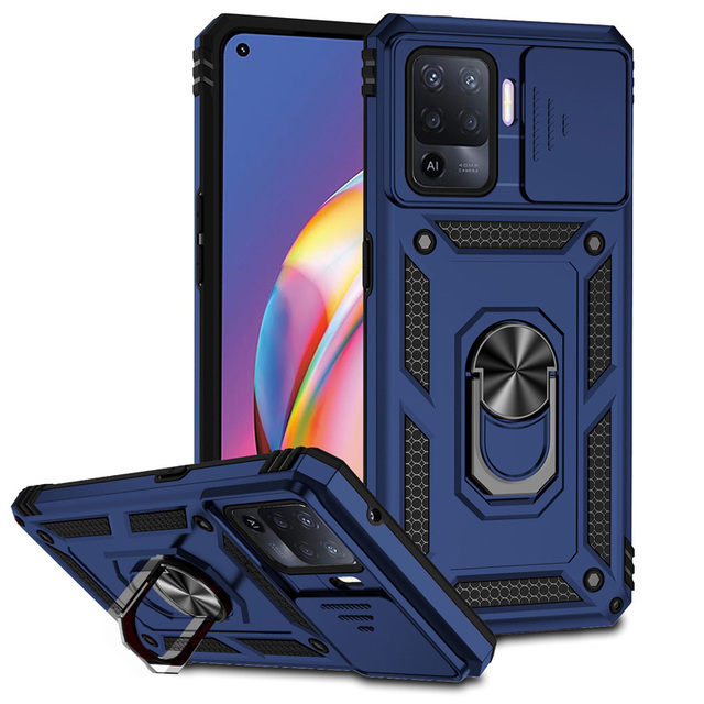 Heavy Duty Kickstand 360 Degree Rotation Finger Ring Holder Rugged Protective Case for OPPO A94 Shockproof Mobile Phone Case
