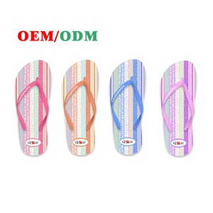 Sandalias de Playa Nicecin para Mujer, Chanclas de PE con Rayas Verticales Personalizadas y Estampado de Puntos, Sandalias de Verano Suaves de EVA, OEM ODM - Product Image 1