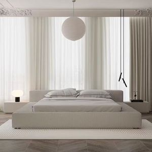 Ý Hiện Đại Sang Trọng Giường Đôi Công Nghệ Vải Nữ Hoàng Kích Thước Phun Thảm Giường Cho Khách Sạn Thạc Sĩ Phòng Ngủ Phong Cách Tối Giản Màu Đỏ Net - Product Image 1