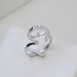 Anillo Abierto de Plata S925, Medio Redondo, Ajustable, para Mujer, Tallas 10-11, Accesorios para Joyería, Herramientas y Equipos - Product Image 2