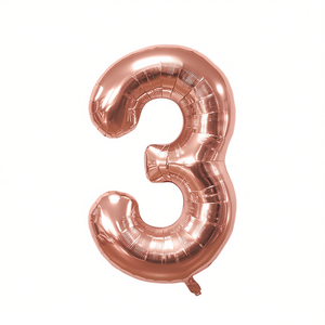 Globo de Papel Metálico Color Oro Rosa con el Número 3 para Fiestas, 100 cm, Decoración para Fiestas de Cumpleaños Infantiles - Product Image 1