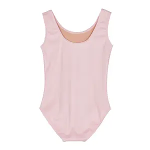 AM000087 Großhandel Hochwertiger Trikot Tanz Rosa Ärmellose Baumwolle Spandex Wear Mädchen Kinder Ballett Trikots