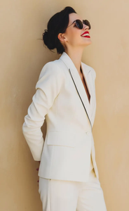Elegant Ivory Women Tuxedo <b>Suit</b> Bridal Pantsuit with Tailored Blazer and <b>Trousers</b> Formal <b>Wedding</b> Set - Product Image 4