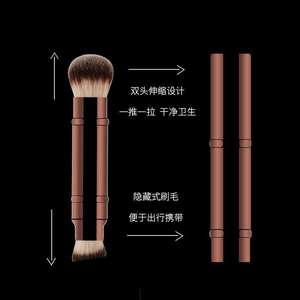 Double-Headed Makeup Brush 13mm Synthetic Hair Metal Handle Flat Shape <b>Foundation</b> Brush Cangzhou Origin - Product Image 2