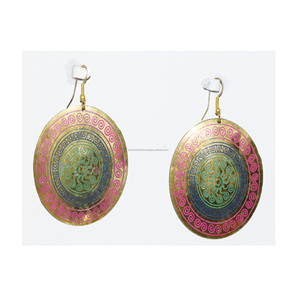 ต่างหูวงกลมสีน้ำเงินแบบชนบท1995เครื่องประดับทองต่างหูดอกทานตะวันตอกสีชมพูยาวเครื่องประดับเครื่องแต่งกายผู้หญิง - Product Image 5