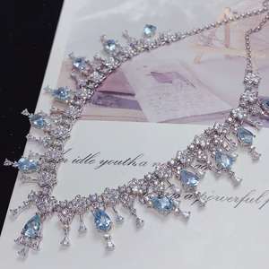 Collar con Colgante de Aguamarina de Plata de Ley S925 <span class=keywords><strong>Vintage</strong></span>, Joyería de Piedras Preciosas Naturales para Mujer - Product Image 3