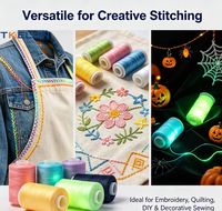 Fil à coudre en polyester 100% haute ténacité, luminescent dans le noir, longue durée, pour broderie lumineuse, artisanat de couture manuel DIY