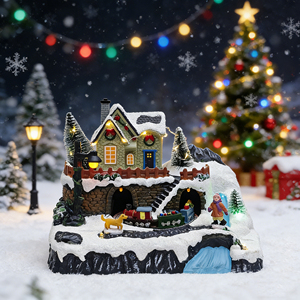 Figurines de maisons de village de Noël avec Père Noël éclairé par LED, nouveauté 2025, décorations de Noël - Product Image 6