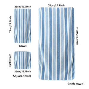 Toalla de Baño Grande para Parejas, de Felpa de Coral, Suave, Gruesa, Cómoda, Absorbente, a Rayas, para Uso Doméstico, para Hombre y Mujer - Product Image 3