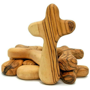 Bois Olive Croix Terre Sainte Caring Croix Poche Jésus Christ Noël Église Ustensiles - Product Image 4