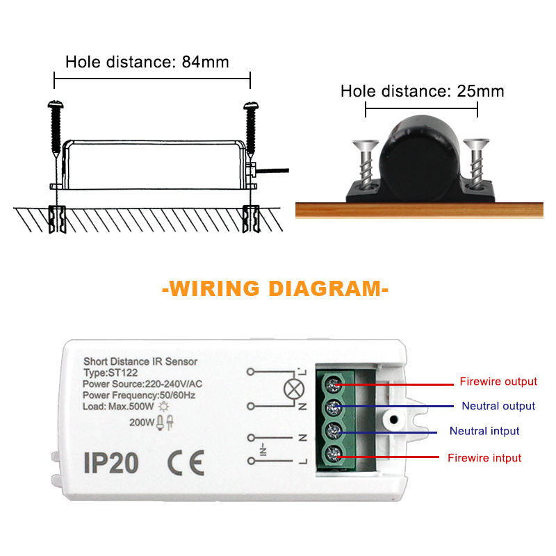 High Sensitivity AC220V-240V Infrared Sensing Switch Short Distance IR Sensor Hand Sweep Inductive Switch Optical Sensors