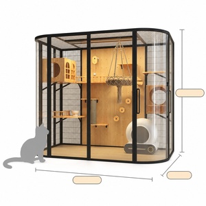 Villa de Lujo para Gatos de Interior con Estructura de Madera Maciza y Hierro, Moderna, con Poste Rascador para Hogares con Múltiples Gatos - Product Image 5