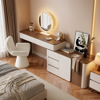 Bureau de chambre de luxe moderne avec tiroirs spacieux, gain de place, LED, écologique, ports USB, rangements multiples et prises intégrées
