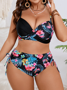 <strong>Plus</strong> <strong>Size</strong> <strong>Bikini</strong> <strong>Set</strong> for Women 2024 New Style - High Waisted Drawstring Triangle Bottoms - Product Image 6
