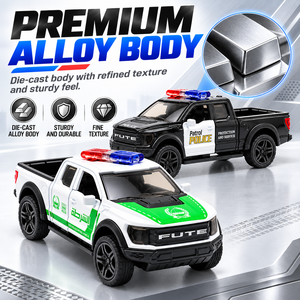 Nuovo Modellino in Scala 1:36 con Funzione Pull-Back, Auto della Polizia Americana in Lega, Pickup Raptor F150 con Porte Apribili, Giocattolo in Metallo per Bambini - Product Image 2