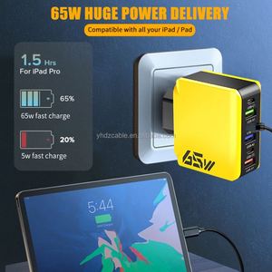 Chargeur USB C 65W, chargeur rapide PD, 3 ports Type-C, 3 ports USB, adaptateur secteur mural, chargeur rapide QC pour smartphone - Product Image 2