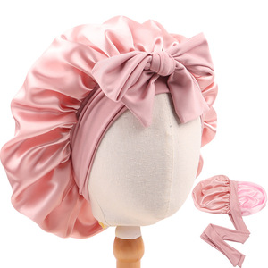 Bonnet pour enfants en satin double couche imprimé <span class=keywords><strong>de</strong></span> haute qualité en gros avec lien - Product Image 5