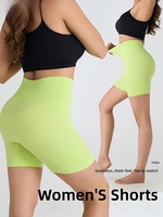 Shorts de yoga et cyclisme côtelés sans coutures, respirants, taille haute, coupe ajustée élastique, effet ventre plat et rehausseur de fessiers, pour le fitness et le sport