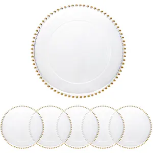 新年婚礼用金珠金圈塑料底板装饰圆形充电器板
