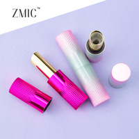 Tube de rouge à lèvres holographique vide, violet rose, étui magnétique pour rouge à lèvres, tube rond en plastique pour baume à lèvres avec coupelle intérieure dorée de 11 mm