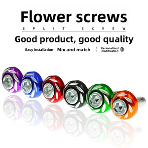 Vis de fixation de plaque d'immatriculation pour moto, voiture électrique et cyclomoteur avec motif floral rond sculpté - Product Image 2