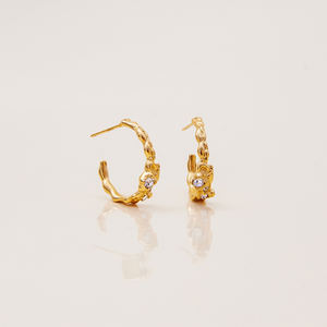 J & D anting-anting simpai modis trendi 18K baja tahan karat lapis emas klasik tidak beraturan berlian imitasi dipalu CC anting-anting simpai - Product Image 5