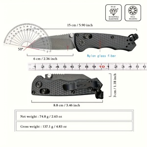 Couteau de poche BM 290BK-1 Full Immunity, manche en Micarta, lame à pointe tombante dentelée, ouverture manuelle, couteau tactique - Product Image 6