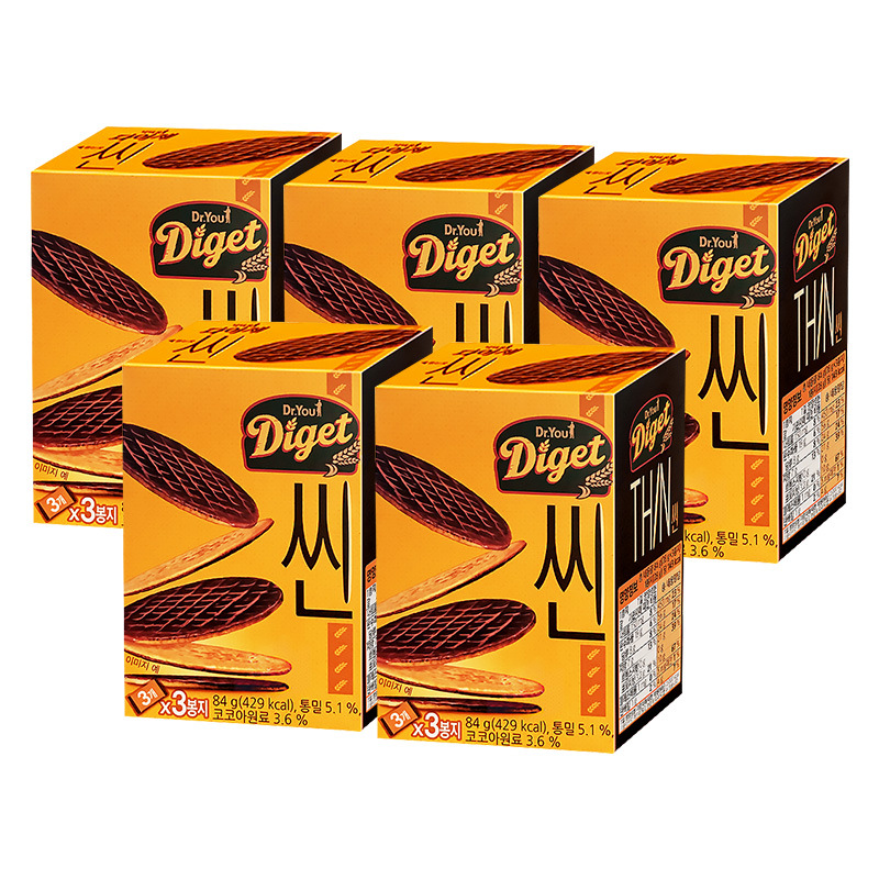 Coréia importou biscoitos finos de chocolate crocante biscoitos digestivos 84g lanches asiáticos