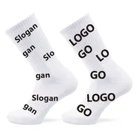 Chaussettes de sport en coton Soxtown Blank Crew, personnalisables, séchage rapide, antibactériennes, pour la course à pied et le basketball, couleur unie noir et blanc