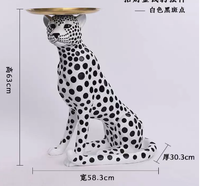 Vente en gros d'usine de meuble TV luxueux et lumineux créatif pour le salon avec grand animal plateau de rangement grand léopard d'argent