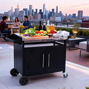 Chariot de barbecue mobile portable OEM, chariot de préparation alimentaire mobile, chariot de restauration mobile en acier inoxydable - Product Image 6