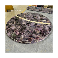 La résine époxyde en pierre naturelle a poli la table ronde en cristal pourpre d'améthyste de quartz pour la table à manger latérale