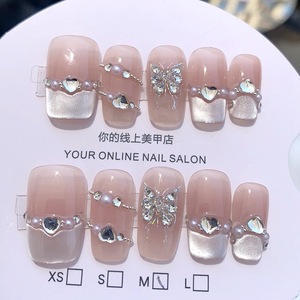 Venta al por mayor, paquete <span class=keywords><strong>de</strong></span> 10 <span class=keywords><strong>uñas</strong></span> postizas acrílicas 3D con forma <span class=keywords><strong>de</strong></span> almendra y stiletto, diseño mixto aleatorio, hechas a mano para dedos. - Product Image 6