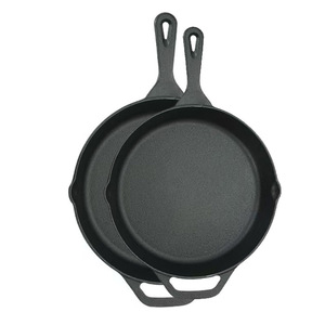 Cast Iron Frying Pan Set 8 And 10 Inch Round Durable Stir Fry Deep Fry Pan Hand Wash Only - Product Image 1