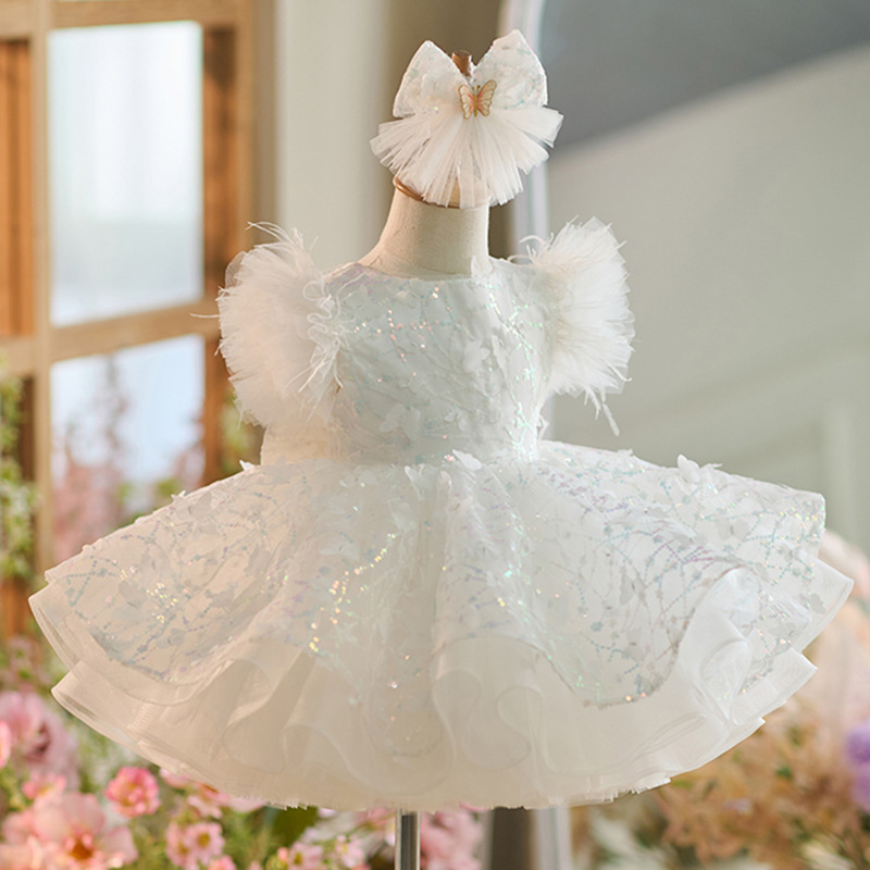 white glitter birthday dress Modest 2 Pieces Sequin White Prom Dresses 22th Birthday Outfits P420 main image 0