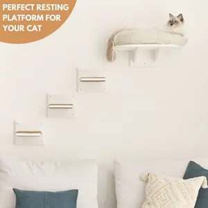 Wall Mounted Cat Shelf Bed Com Travesseiro E 3 Escalada Steps Wall Cat Furniture Shelf Perch Bed Com Escalada Steps