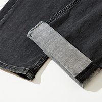 Haute Qualité Noir Gris Délavé Lâche Jambe Droite Stretch Jeans Cinq Poches Zip Fly Denim Jean Pantalon Pour Hommes