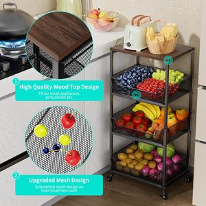 Wholesale Metal 2-5 Layer Rotating Utility Trolley <b>Kitchen</b> <b>Storage</b> <b>Rack</b> Organizer Wheels Standing Type Eco-Friendly Non-folding - Product Image 2