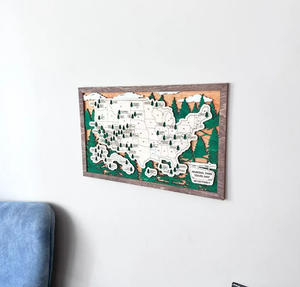 Bản đồ du lịch quốc gia 3D khắc gỗ bản đồ du lịch treo tường thân thiện với môi trang trí nhà chúng tôi công viên quốc gia bản đồ - Product Image 5