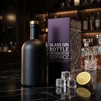 Bouteille en verre noir mat de qualité alimentaire de 500 ml, 750 ml, 1 L, prix d'usine, vente en gros, pour vodka, rhum, whisky, huile d'olive, avec couvercles