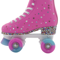 Patins à roulettes d'intérieur imperméables en cuir synthétique PU avec roulements ABEC-7 et strass