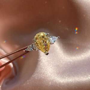 การออกแบบล่าสุดน้ำหยด1กะรัตแหวนเพชรราคาสี Moissanite แหวนเงิน925แหวนสัญญาสำหรับผู้หญิง - Product Image 5