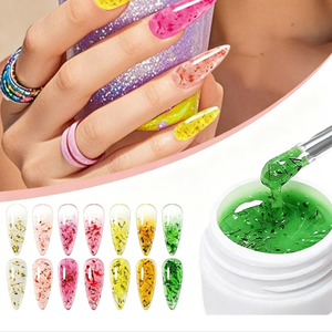 BIN Smalto Semipermanente UV Gel Effetto Fiori Secchi Traslucido Naturale Floreale Soak Off LED per Salone Casa Fai da Te Manicure - Product Image 2