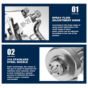 Súng phun sơn ô tô W-71, súng phun sơn HVLP đa chức năng, bộ súng phun sơn ô tô, sơn cho xe hơi - Product Image 2