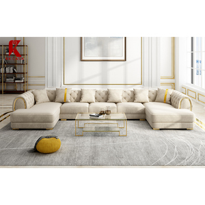 Sofa Modular mewah Italia terbaru Villa, kain beludru <span class=keywords><strong>XXL</strong></span> bentuk U - Product Image 1