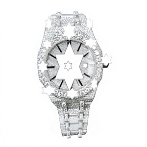 Montre mécanique de luxe NYC DIAMOND EMPIRE en acier inoxydable, cadran analogique en verre, bouton poussoir lumineux, fermoir caché, unisexe, tendance - Product Image 1