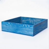 Boîte-cadeau en bois carrée de tache bleue boîte en bois carrée de dessus de table de conception multifonctionnelle pour le stockage de bonbons sans couvercle