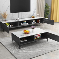 Ensemble de meubles de salon minimaliste moderne pour petit espace : meuble TV et table basse